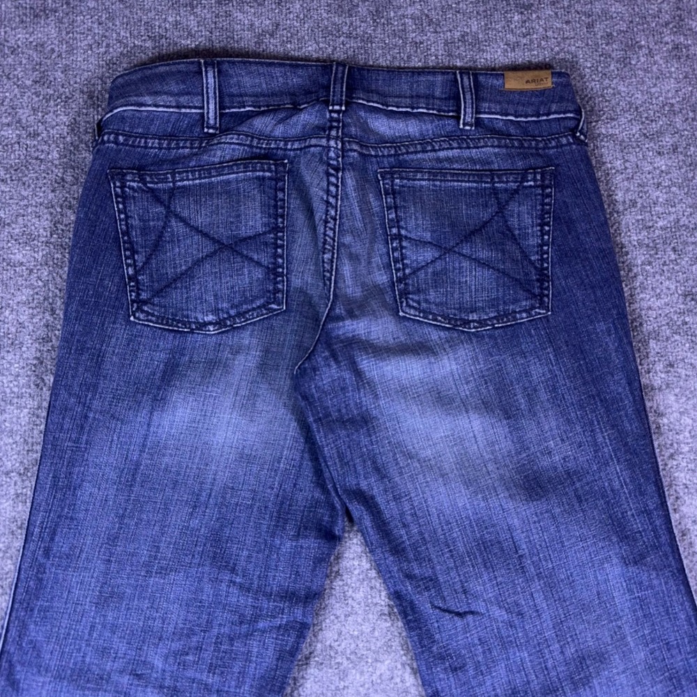 Ariat Denim Trouser Jeans Womens 31L Medium Wash Wide Leg Western Blue - Picture 7 of 12